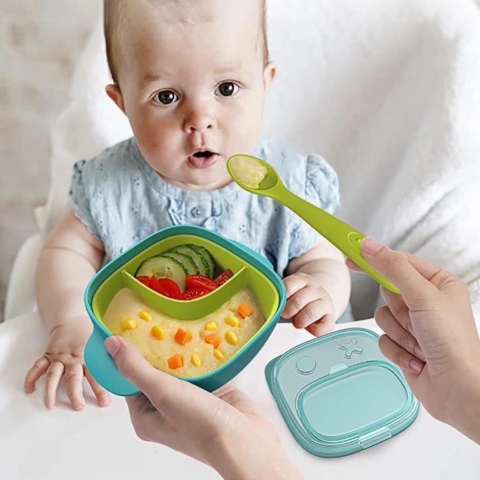 Assiette bébé avec compartiments verte