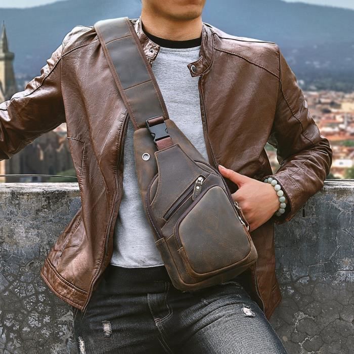 SAC A MAIN Hommes Original Crazy horse cuir d contract mode