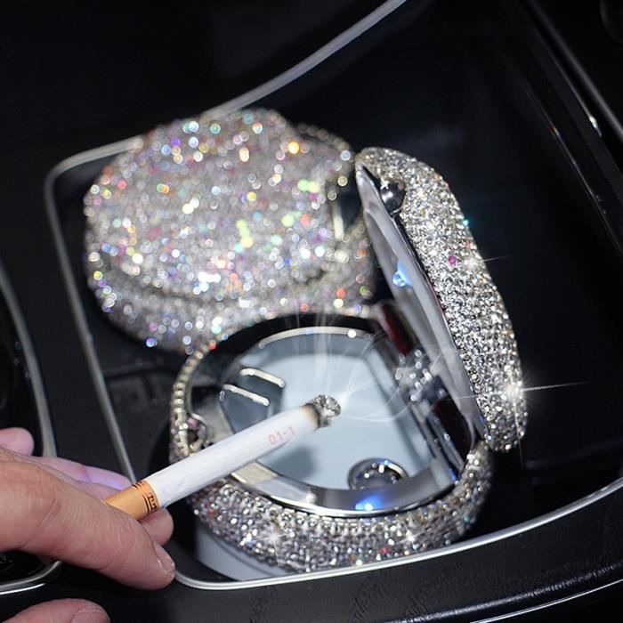 Rhinestone Cendrier Portable Voiture Avec Lumière LED Cristal Diamant  Cendrier Voiture Palette Palette Rangement Coupe Porte Pièces Auto Pour  Fille 