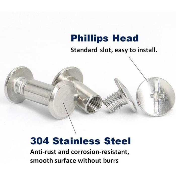 Chicago Vis Kit Vis À Tête Croix Ronde En Acier Inox Post Chicago