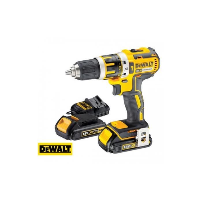 DEWALT Perceuse visseuse a percussion Brushless DCD795S2 2 batteries 18V 1 5Ah Li ion coffret Tstak Cdiscount Bricolage