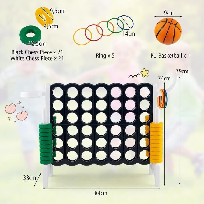 LIFEZEAL Puissance 4 Géant pour Enfants sur Pied 84 x 33 x 74 CM ,42