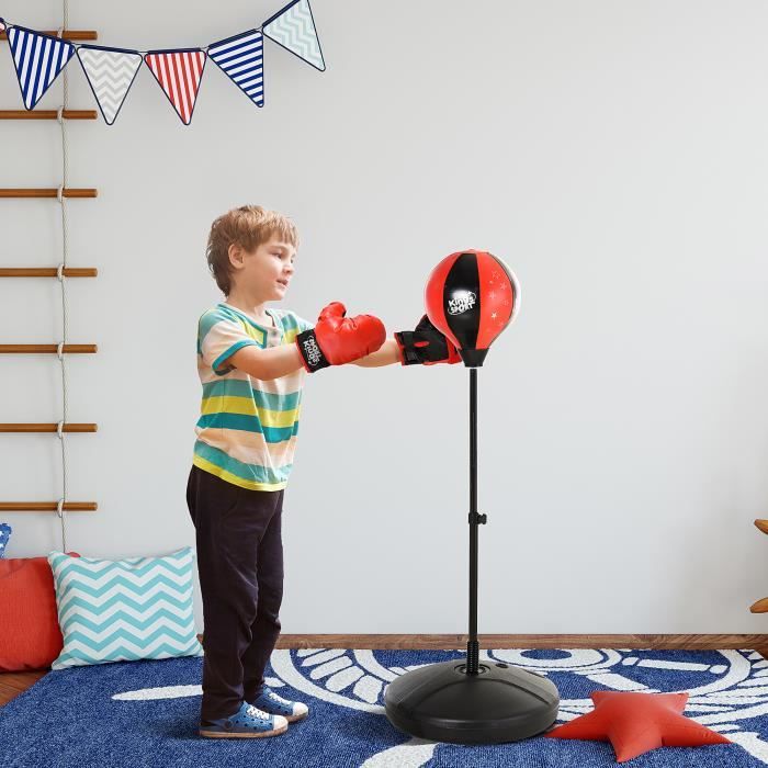 Punching ball sur pied pour enfant hauteur réglable 78-120 cm base de  lestage paire gants inclus rouge noir 38x38x120cm Rouge - Cdiscount Sport