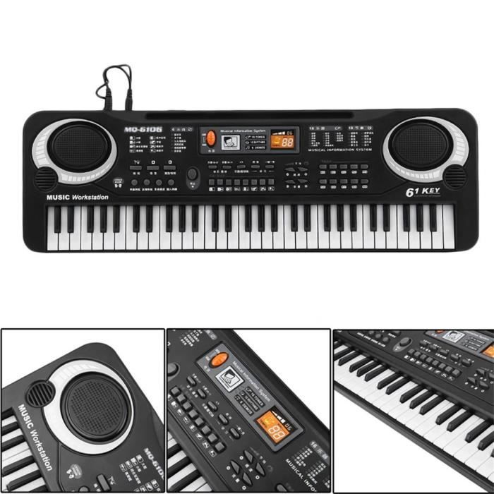 Clavier Piano électronique 61 Touches Pour Débutants – Avec Micro, 16 Sons, Rythmes Et Percussions – Portable, Rechargeable, Cadeau Musical Dès 1 An