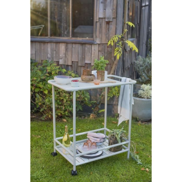 Desserte Mobile Livoo Pour Plancha Extérieur - Acier Inox, 4 Roulettes, Noir/Argent 73x50x84cm