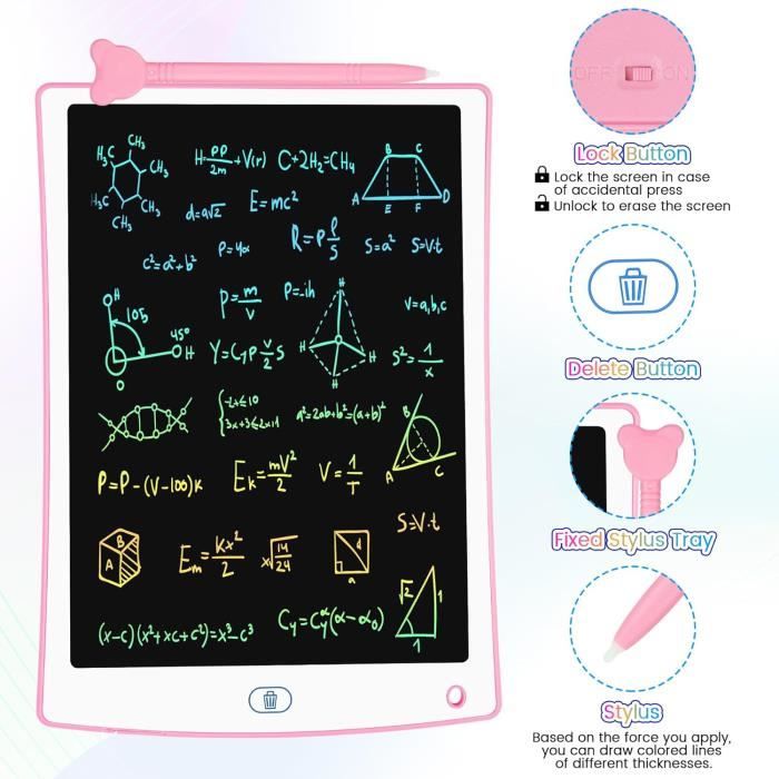 HOMESTEC Tablette d'écriture LCD colorée, Planche à Dessin de 8,5
