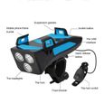 LIXADA - Multifonction 4 en 1 vélo lumière 400 lumens - Rouge - Support de téléphone - Klaxon - Batterie 2000mAh-2