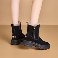 Bottes Femme Hiver Fourrées ZYLDK - Bottines Imperméables Courtes Chaudes En Coton, Noir