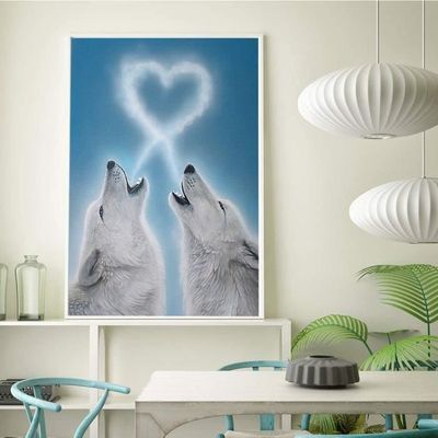 Mandun Diamond Painting Loup Peinture Diamant Adulte DIY Peinture Broderie Diamant Painting Kit Complet Pour Décoration Murale 30x40cm