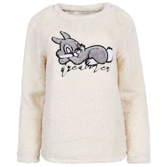 Panpan Disney Pyjama polaire femme sherpa chaud manches longues Beige gris Cdiscount Pret a Porter