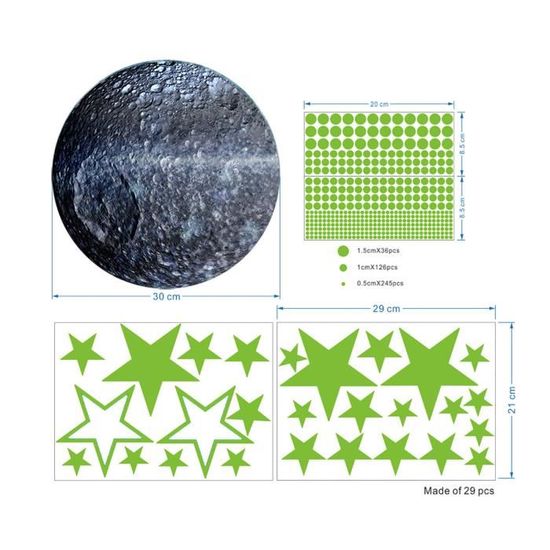 1120 étoiles Phosphorescentes Autocollantes + Lune - Pour Plafond Chambre Enfant, Brillent Dans Le Noir 8-15h