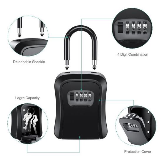 GIVERARE Lot De 2 Boîtes De Verrouillage à Combinaison à 4 Chiffres - Support Mural à L'extérieur - Étanche - Cache-clés D'extérieur - Code