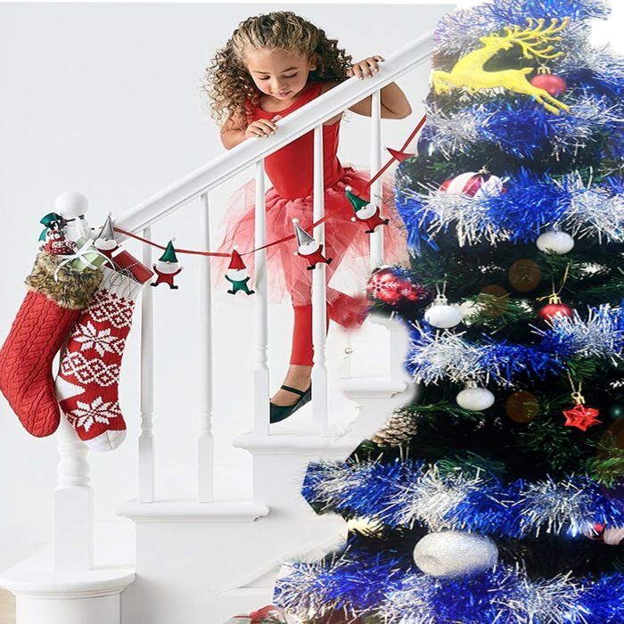 Guirlande De Noël à Paillettes Métalliques Orange - 2,7 Mètres | Décoration Sapin, Mariage, Fête | PVC Souple Et Réutilisable