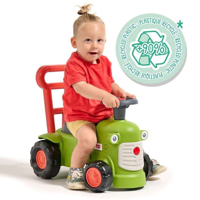 FALK Portatractor Claas Con Remolque – 90% Plástico Reciclado, Fabricado En Francia, Para Niños De 12 Meses En Adelante