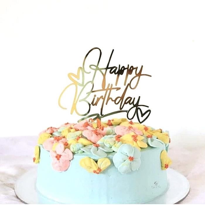 21 -Décoration de gâteau joyeux anniversaire en acrylique à jolies
