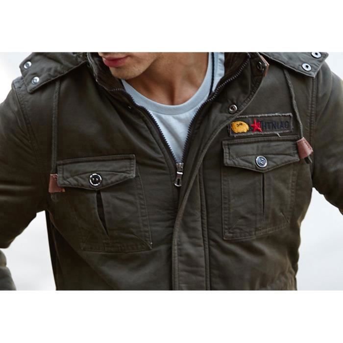 Blouson Homme Léger Style Aviateur - Col Montant, Coupe-vent, Pour Automne/hiver, Couleur Olive