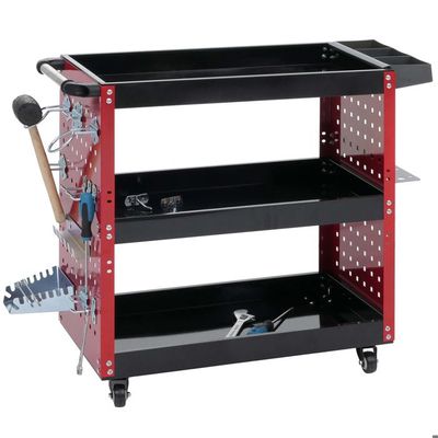 Durhand - Servante D'atelier Chariot à Outils 2 étagères Plateau Grand Tiroir Tablette A Outils Acier Bleu Noir