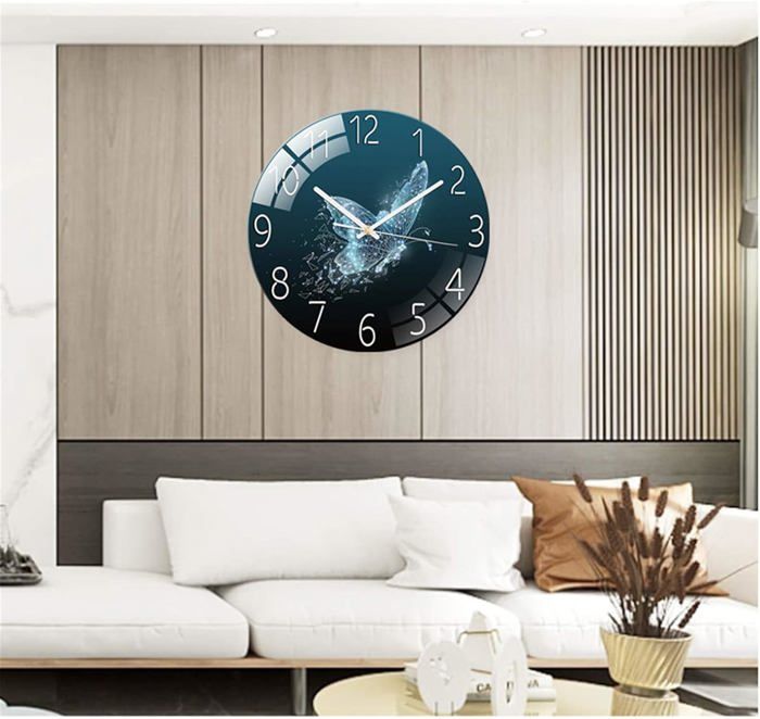Horloge Murale Verre ARTTOR 40x40 Cm - Silencieuse, Motif Nature, Décoration Salon