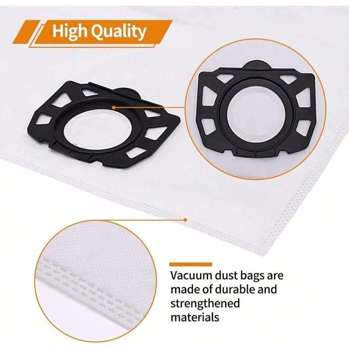 Sac Aspirateur Karcher WD5, Lot De 5 Sacs Droits Aspirateur