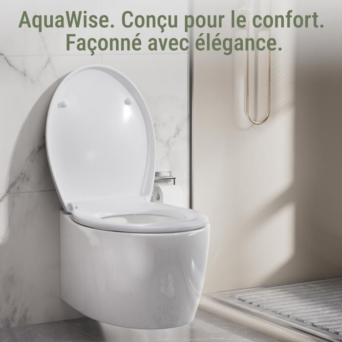 Abattant WC Forme D GRIFEMA Premium – Soft Close, Antibactérien, Anti-Jaunissement, Charge 150 Kg – Blanc Brillant Céramique