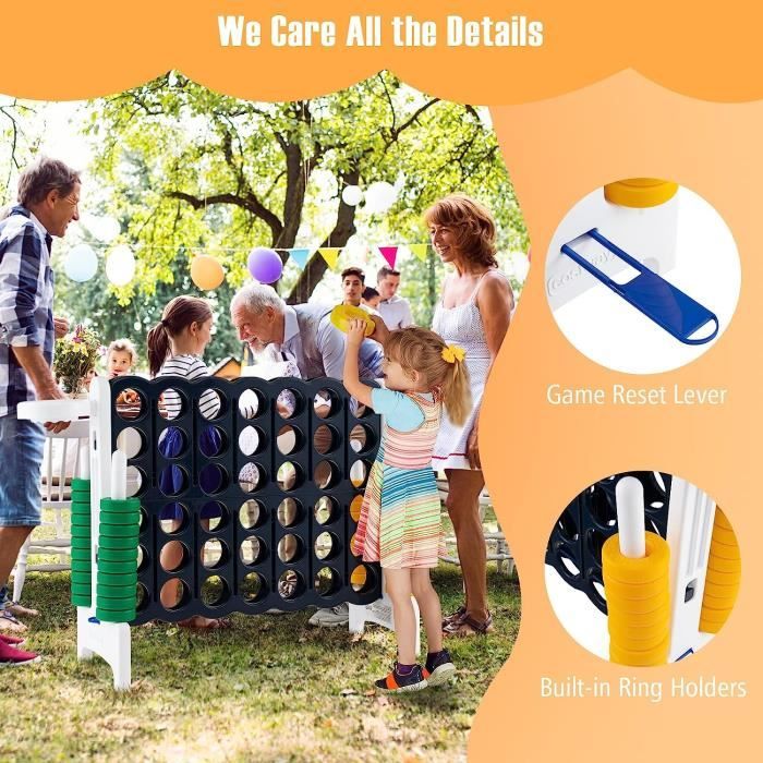 DREAMADE Puissance 4 Géant Pour Enfants Sur Pied 84 X 33 X 79 CM Av 42 Anneaux Levier De Reinitialisation Du Jeu Jeu De S Amz
