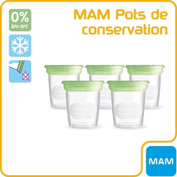 Avent 5 Pots de Conservation Pour Lait Maternel Réutilisable Couvercle  anti-fuites A partir de 0