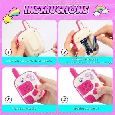 Talkie-walkie Vidéo Pour Enfants – Rechargeable USB-C – Portée 150-300m – Effet Vocal – Rose Et Bleu – Dès 3 Ans