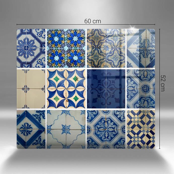 Planche à Découper pour la Cuisine 60x52 cm Contact Alimentaire Modernité Bords Polis Avec Impression Décoration Pieds Antidérapants Résistant à la Chaleur Symétrique - Mur en bois