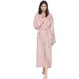 Home Peignoir en Polaire pour Femme Robe de Chambre à Manches Longues Manteau de Sauna d'hiver avec Capuche et Poches-0