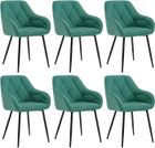 WOLTU Lot de 6 Chaises de Salle à Manger, Chaise de Cuisine en Velours, avec Dossier, Pieds en Métal, Vert Turc W0ATT0393-6