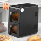 KOTEZU Air Fryer Double Compartiment Friteuse sans Huile (5.7L+5.7L), 13 Modes, Écran Tactile, Fenêtre et Éclairage, Frites, Rôti, 2800W