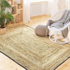 THE DECO FACTORY FUNNY JUTE - Tapis salon ou chambre en jute naturel 120 x 170 cm Beige - Bande en coton Gris foncé