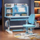FLASIDU Bureau d'étude pour enfants avec chaise - Ensemble Bureau et Chaise pour Enfant, Hauteur Réglable-Bleu-3-18