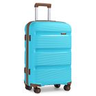 Kono Valise Cabine Taille Moyenne 65x44x27cm Valises de Transport Rigide en Polypropylène à 4 roulettes avec Serrure TSA, Bleu/brun