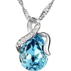 Collier/Pendentif - Le Coin Coquin - Goutte d'eau - Cristaux Swarovski - Plaqué Or blanc - Argenté/Bleu