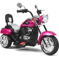 DREAMADE Moto Électrique pour Enfants, Scooter 6V au Style Cool avec Phare Réglable de Haut en Bas, Pédales et Dossier, Rose