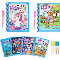 6 Pièces Livre de Coloriage a L’eau à Enfant Magic Water Book Réutilisable Avec Stylo,style aléatoire, Leau Doodle Planche Livres D'