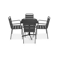 Ensemble table de jardin bistrot rabattable et 4 fauteuils - OVIALA - PALAVAS - Acier - Gris