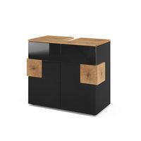 Meuble Sous-vasque Vicco Eden 2 Portes, Finition Anthracite Et Bois, 73 Cm