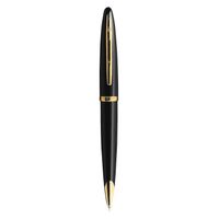 WATERMAN Carene stylo bille, noir brillant, attributs dorés, recharge bleue pointe moyenne, Coffret cadeau