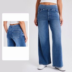 Jeans Taille Haute élastique Jeans Femme Jambe Large Taille Haute