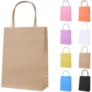 Sac en Papier Kraft avec Poignée Marron Papier Recyclable 22 x 11 x 28 cm 70 gr 50 pcs