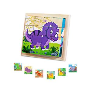 PUZZLE Puzzles en Bois Enfant,6 en 1 3D Puzzle Cube Dinos