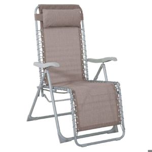 FAUTEUIL JARDIN  Fauteuil de jardin relax SILOS - HESPERIDE - Taupe - Structure en acier - Positions multiples