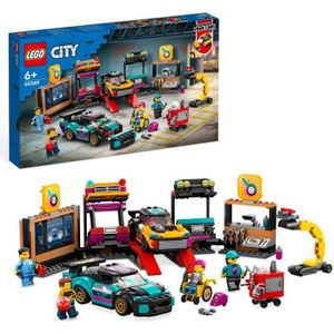 GARAGE - BATIMENT LEGO® City 60389 Le Garage de Customisation, Jouet de Voitures, Atelier et Minifigurines