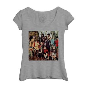 T-SHIRT T-shirt Femme Col Echancré Gris Musique Incredible String Band Vieille Couverture Album Rétro Poster Vintage