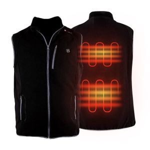 HEWINZE Polaire Gilet chauffant homme avec batterie incluse 5V 10000mAh,  veste chauffage usb, utilisée pour le ski, le camping, la pêche sur glace  et d'autres activités de plein air, 7.4V-Noir pour hommes