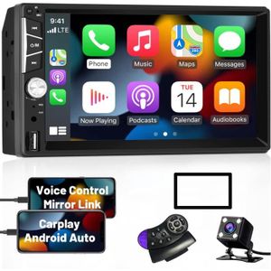 AUTORADIO Autoradio 2 Din Avec Apple Carplay Et Android Auto, Double Din Poste Radio Voiture Bluetooth Main Libres Avec 7
