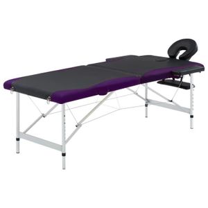 TABLE DE MASSAGE - TABLE DE SOIN Table de massage pliable 2 zones Aluminium Noir et violet