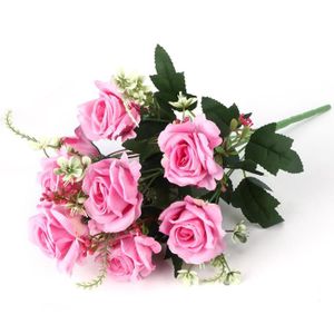 FLEUR ARTIFICIELLE VINGVO Rose artificielle Fleurs de roses artificielles, fausses fleurs en plastique pour décoration de jardin artificiel Pêche